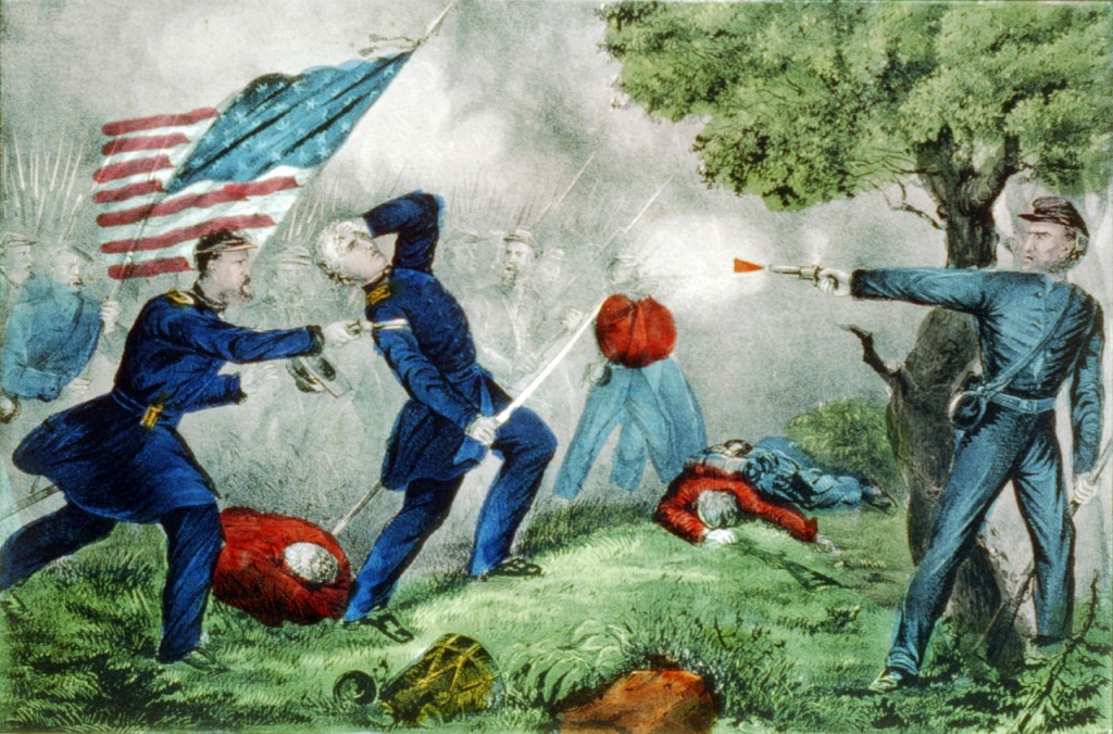 Death of Col Edward D. Baker: At the Battle of Balls Bluff near Leesburg Va. Oct. 21st 1861, by Currier and Ives  (Library of Congress)