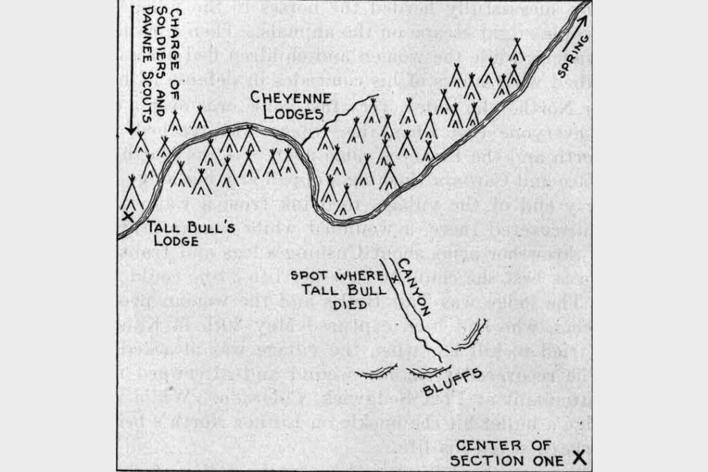 Major Eugene Carr, 5th Cavalry, and 500 men guided by Army scout William “Buffalo Bill” Cody attack Cheyenne chief Tall Bull’s village near Summit Springs, Colorado Territory. Tall Bull and fifty-two others are killed, while Carr suffers only one wounded soldier. The remaining Indians retire to a reservation.