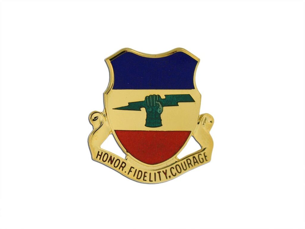 The distinctive unit insignia of the 73d Cavalry dates back to May 1942, when the Army approved its use for the 756th Tank Battalion. It was later approved for the 73d Tank Battalion and 73d Armor before being redesigned for the 73d Cavalry Regiment on 25 February 2004. (Institute of Heraldry)